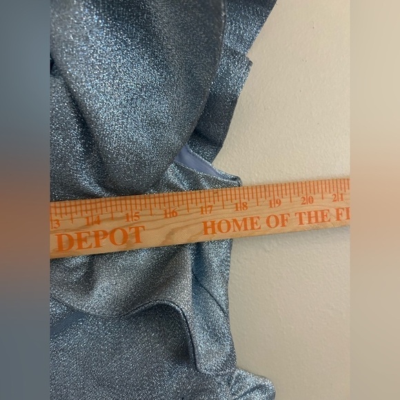 Topshop Dress One shoulder Ruffle Sz 8 Shine Party Cocktail Hoco Homecoming - Picture 5 of 8